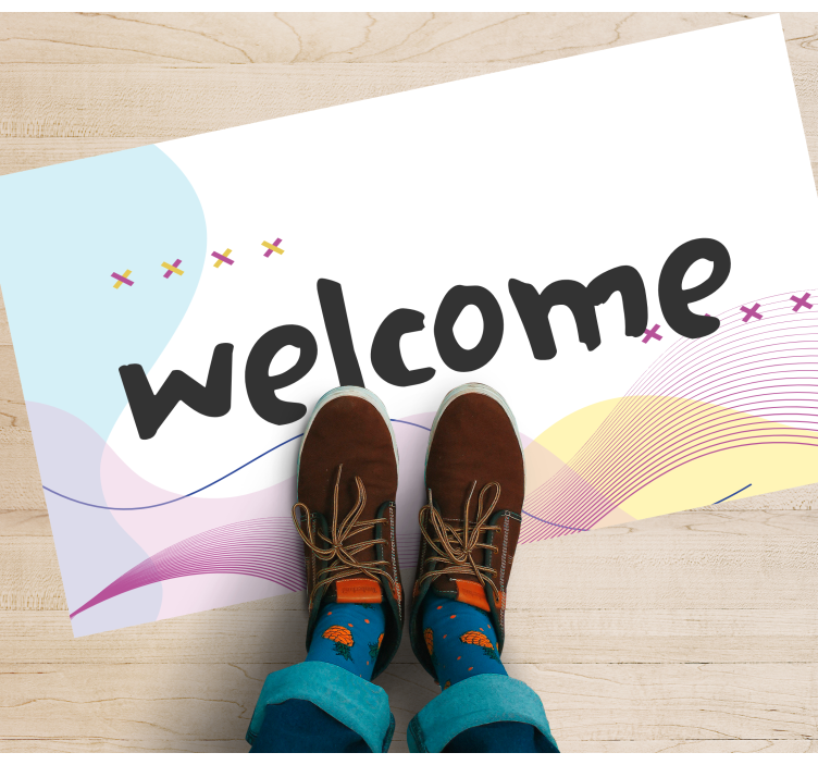 Tapis vinyle entrée bienvenue abstrait moderne - TenStickers