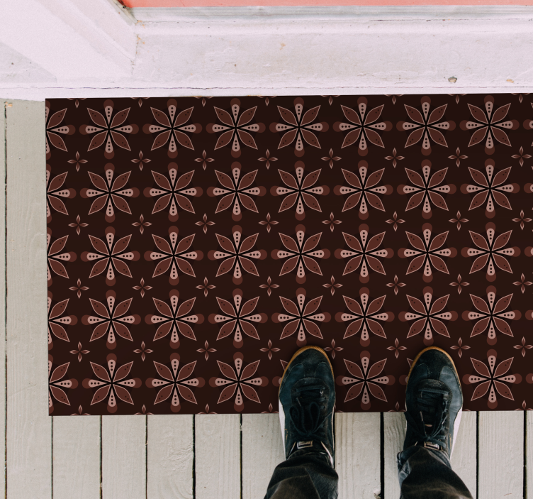 Tapis vinyle entrée symétrie florale géométrique - TenStickers