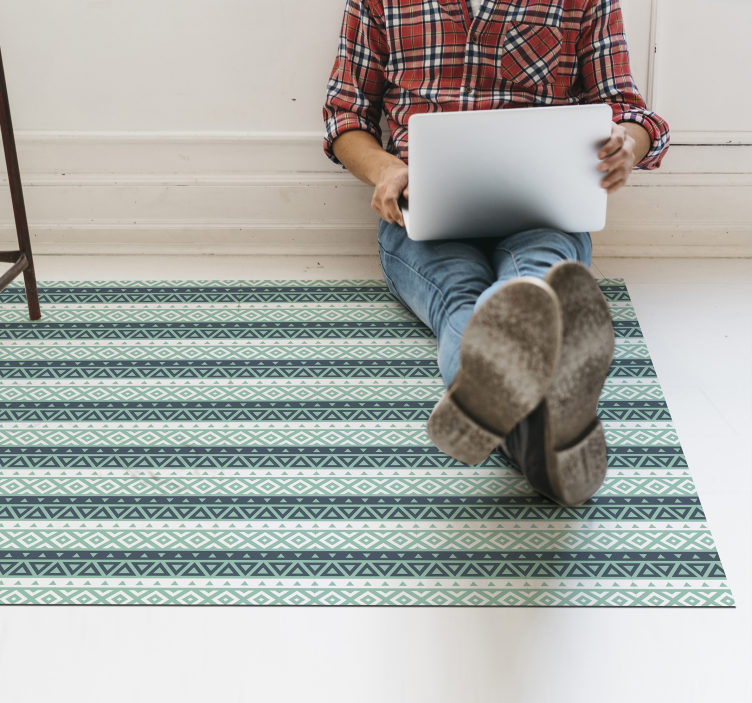 Tapis vinyle ethnique bleu rayé - TenStickers