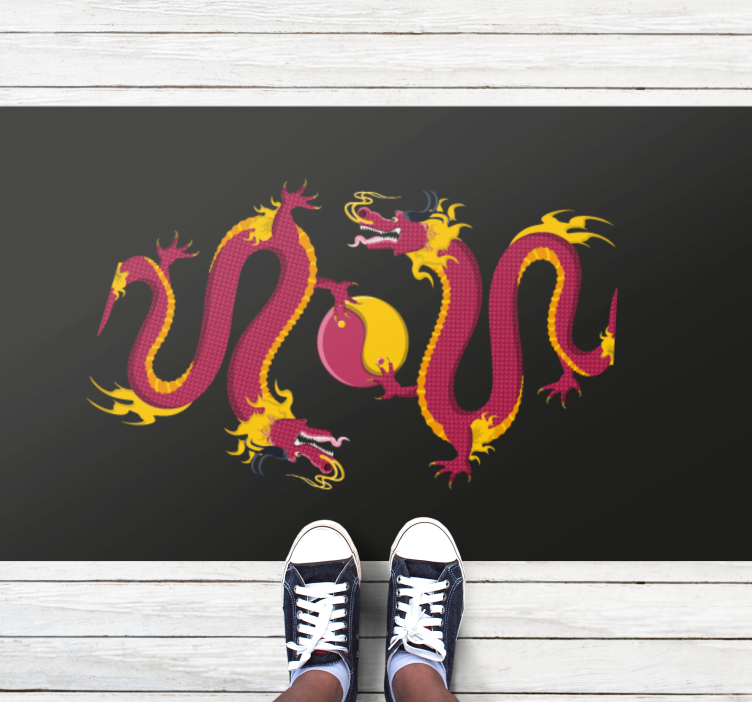 Tapis vinyle éthnique symbolisme du dragon - TenStickers