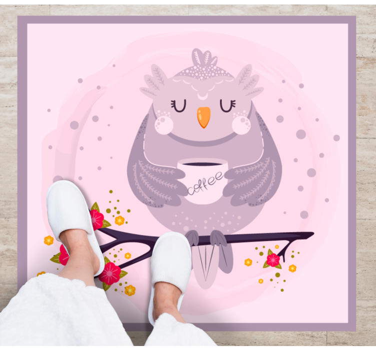 Tapis vinyle animal charmant hibou graphique - TenStickers