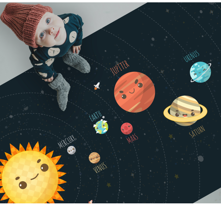 Tapis vinyle chambre bébé voyage dans le système solaire - TenStickers