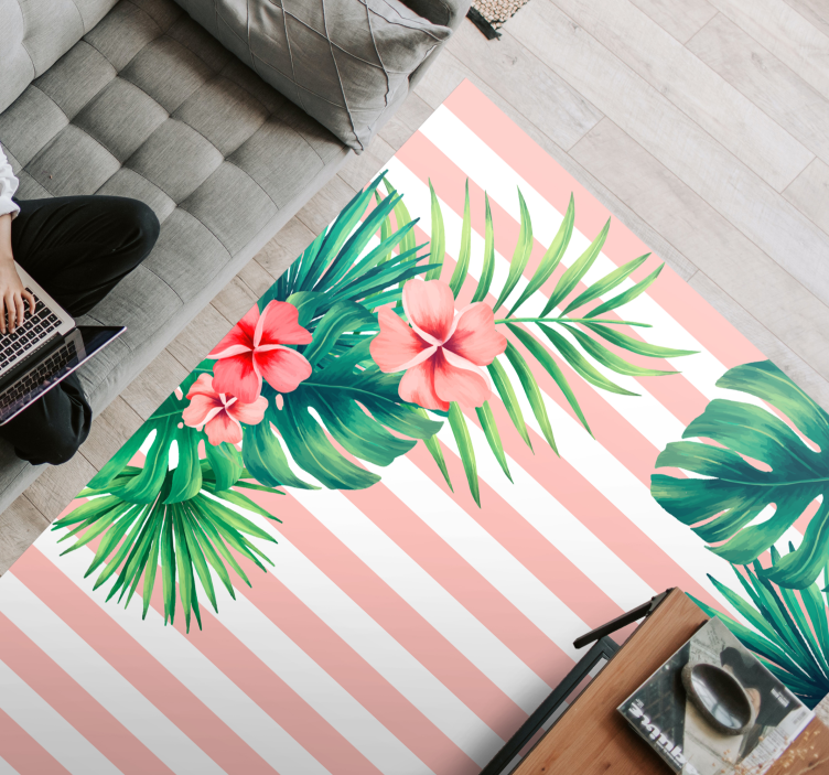Tapis vinyle fleurs et plantes bande de flore tropicale - TenStickers