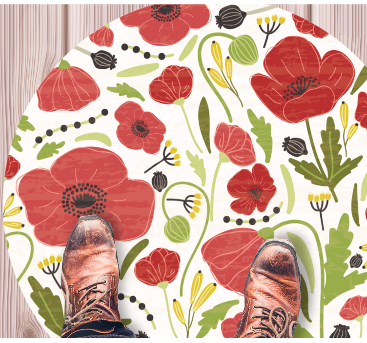 Tapis vinyle fleurs et plantes bouquet de pavots rouges - TenStickers