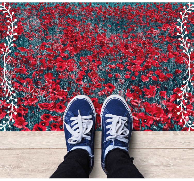 Tapis vinyle fleurs et plantes champ de coquelicots - TenStickers