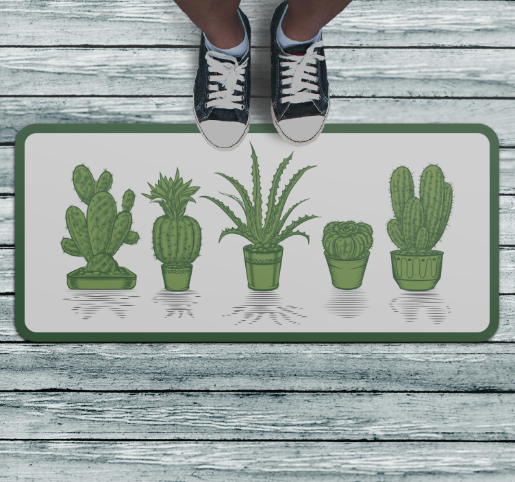 Tapis vinyle fleurs et plantes collection de cactus - TenStickers