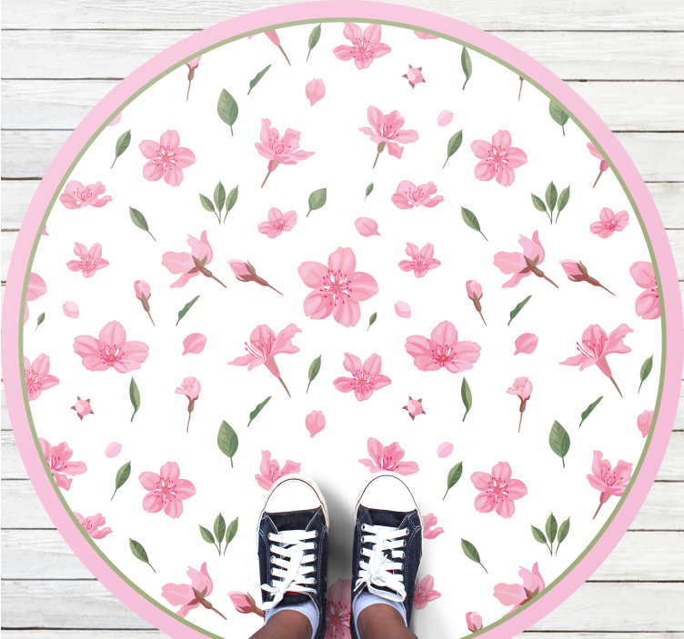 Tapis vinyle fleurs et plantes fleur rose en floraison - TenStickers