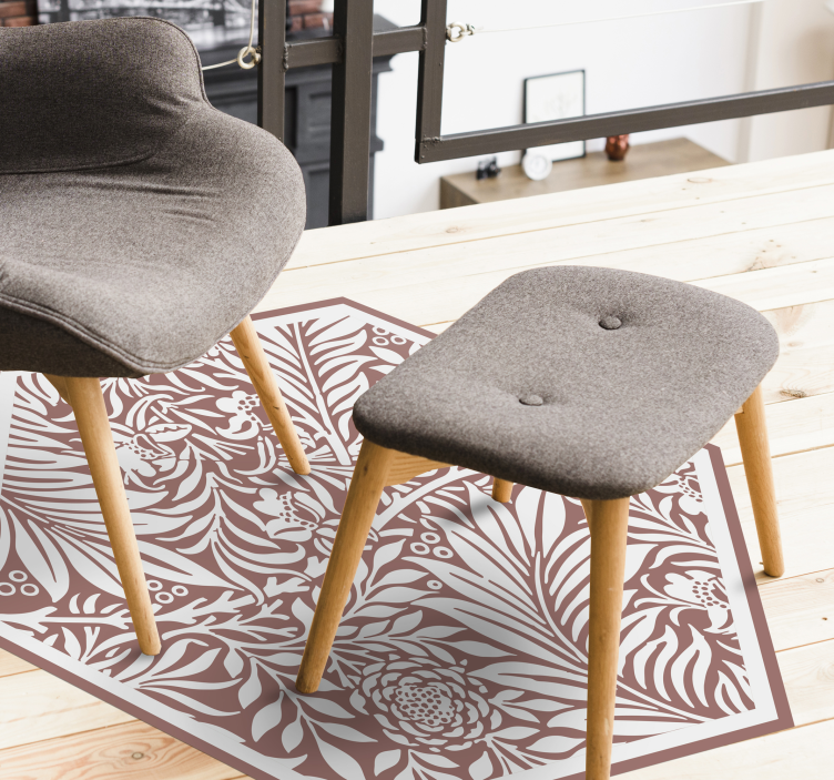 Tapis vinyle fleurs et plantes hexagone de symétrie florale - TenStickers