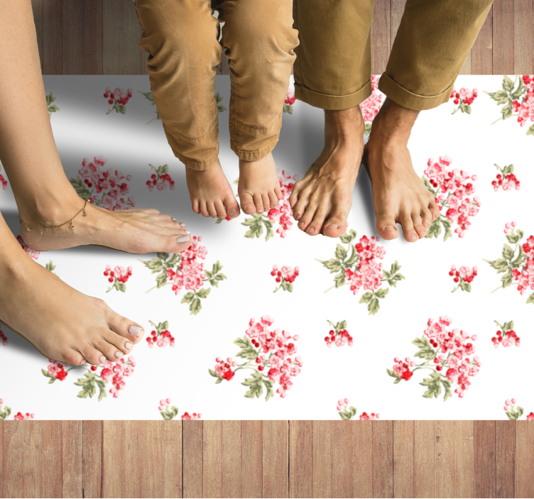 Tapis vinyle fleurs et plantes design minimaliste blanc - TenStickers