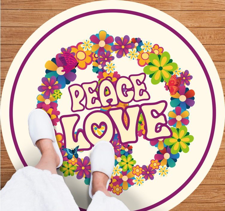 Tapis vinyle fleurs et plantes message de paix - TenStickers