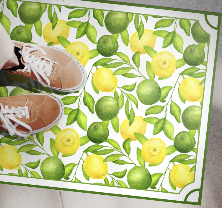 Tapis vinyle cuisine motif de feuille d'agrumes - TenStickers