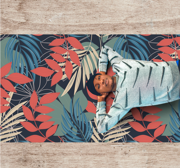 Tapis vinyle fleurs et plantes motif de feuilles vibrantes - TenStickers