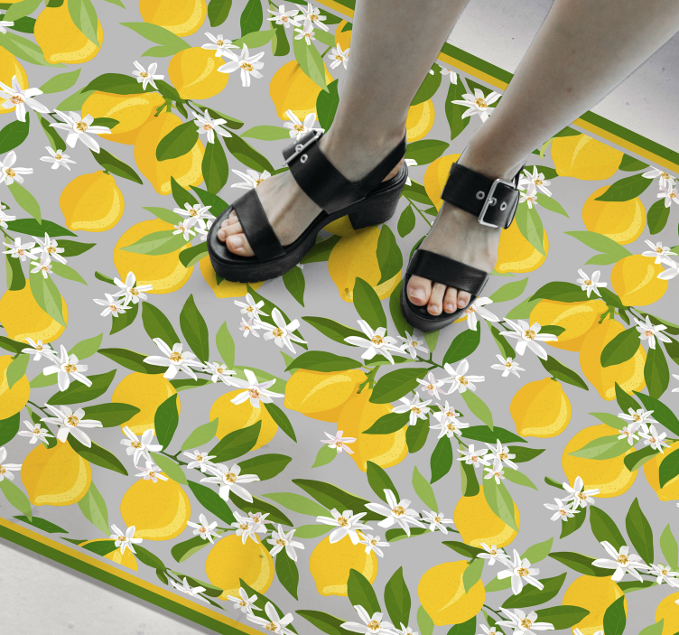 Tapis vinyle cuisine motif fleur de citronnier - TenStickers