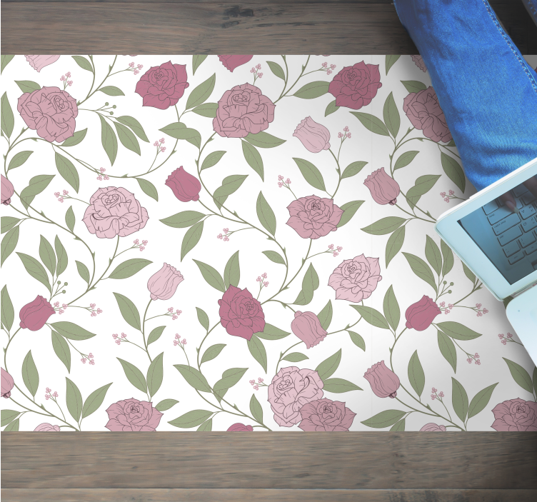 Tapis vinyle fleurs et plantes motif de jardin élégant - TenStickers