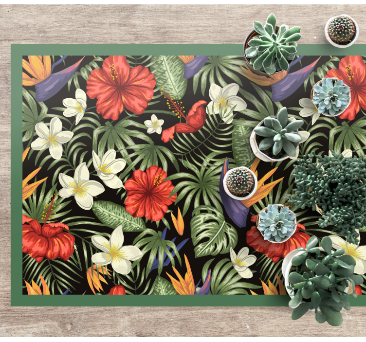 Tapis vinyle fleurs et plantes motif tropical coloré - TenStickers
