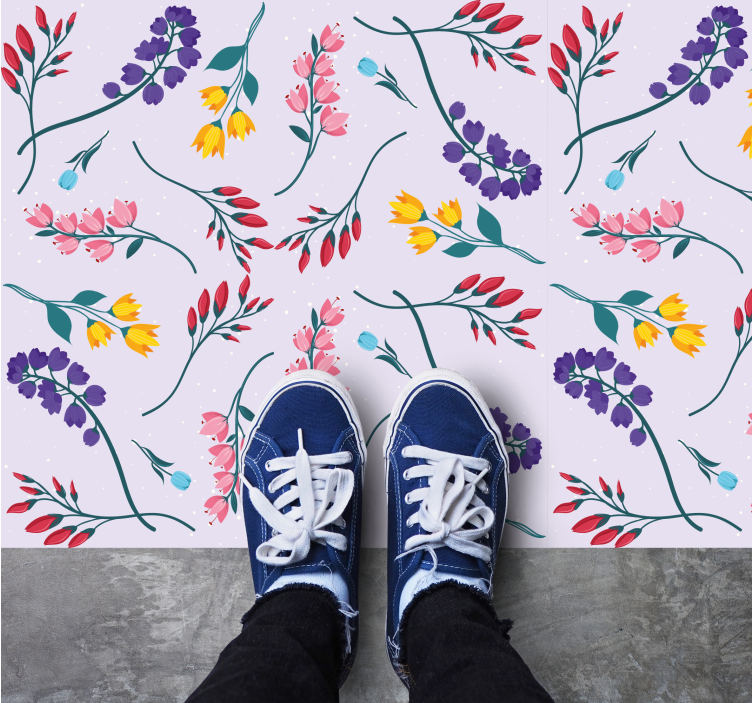 Tapis vinyle fleurs et plantes motif subtil violet - TenStickers