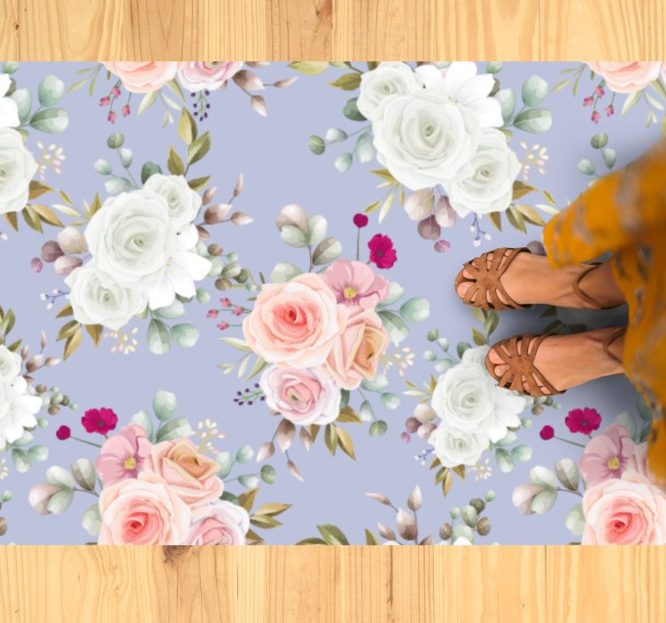 Tapis vinyle fleurs et plantes motifs de roses élégants - TenStickers