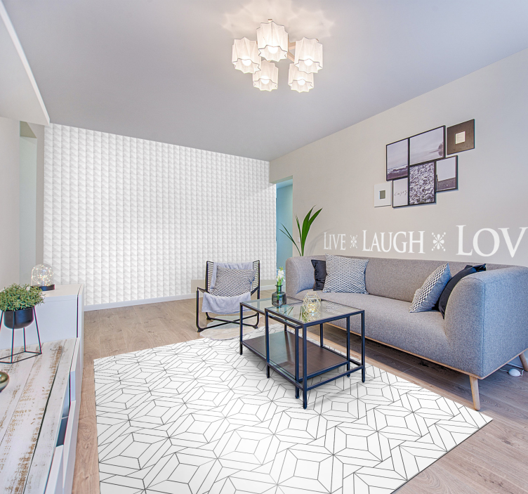 Tapis vinyle géométrique motif blanc - TenStickers