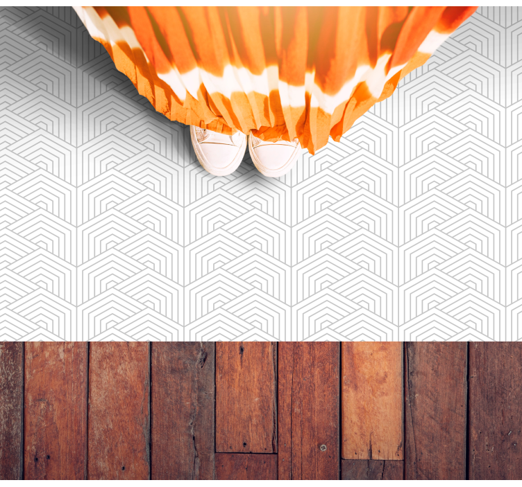 Tapis vinyle géométrique motif hexagonal gris - TenStickers