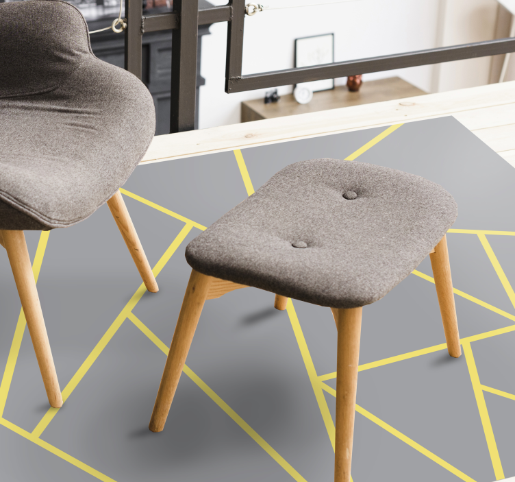 Tapis vinyle géométrique jaune et gris modernes - TenStickers