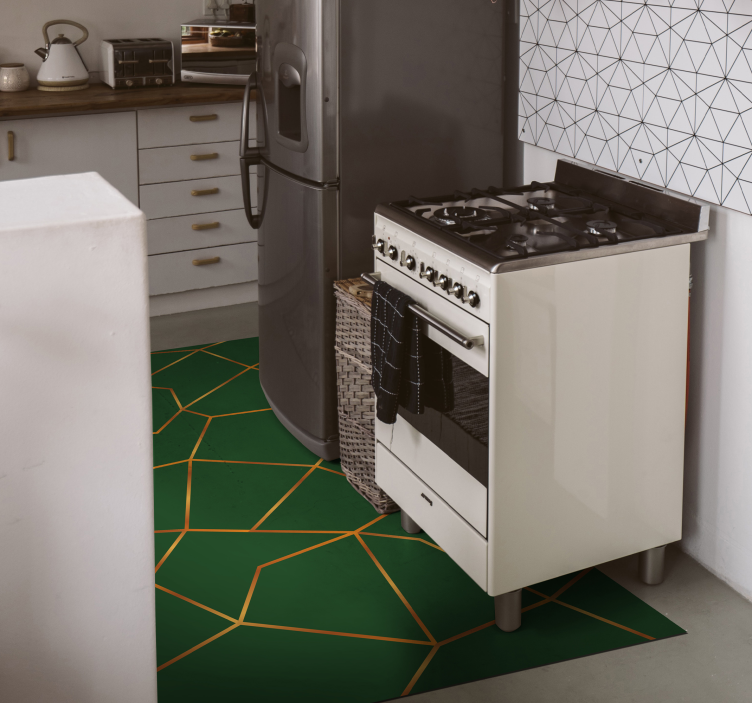 Tapis vinyle marbre motif géométrique vert - TenStickers