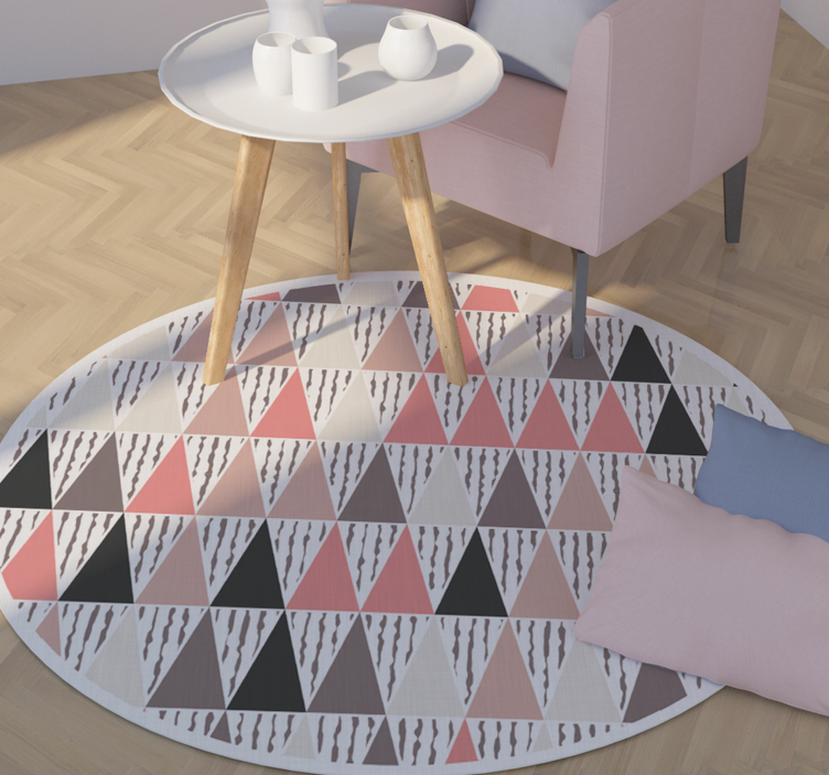 Tapis vinyle rond modèle triangles nordiques - TenStickers