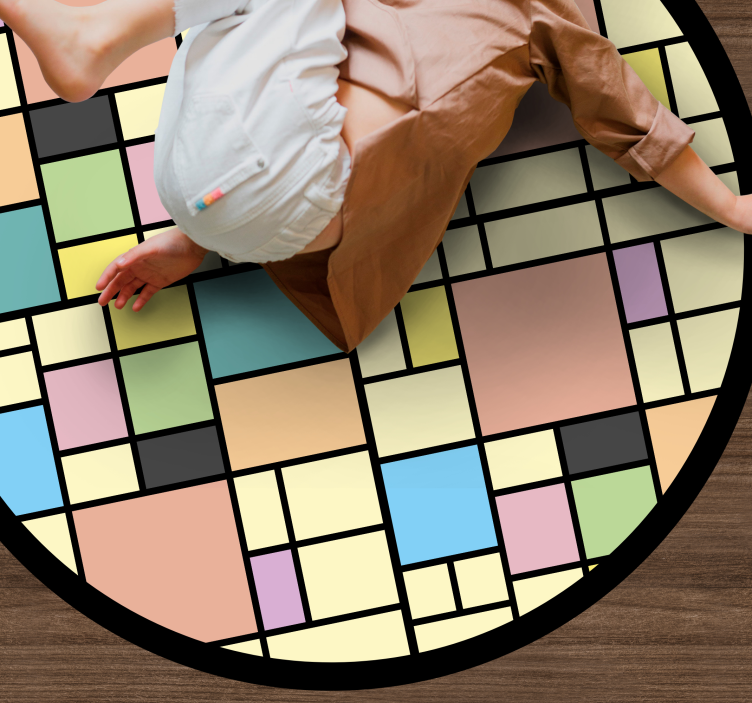 Tapis vinyle géométrique motif blocs colorés - TenStickers