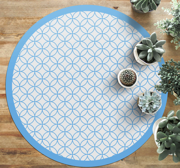 Tapis vinyle géométrique motif circulaire bleu élégant - TenStickers