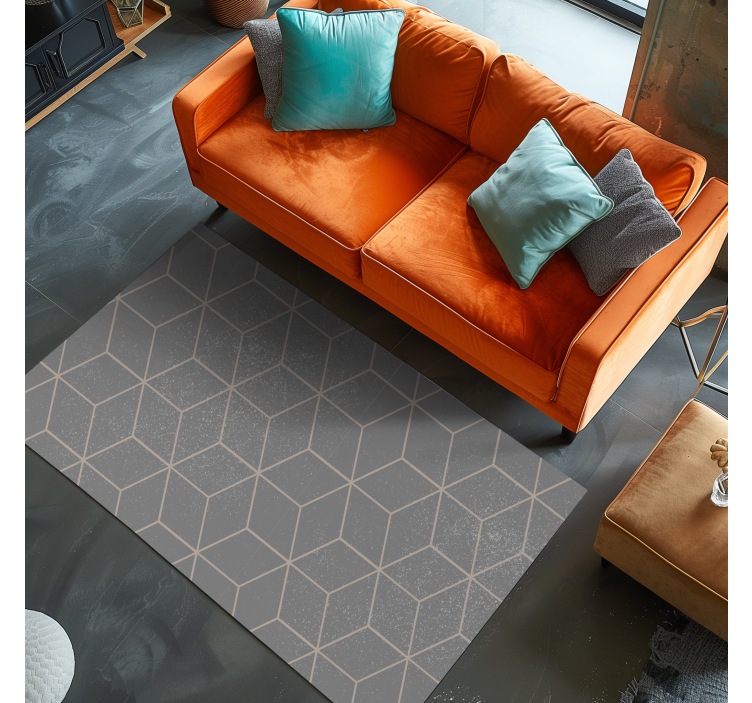 Tapis vinyle géométrique motif losanges gris - TenStickers