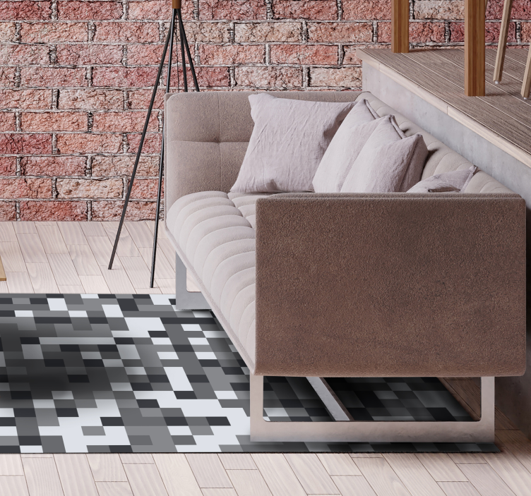 Tapis vinyle géométrique motif gris pixelisé - TenStickers