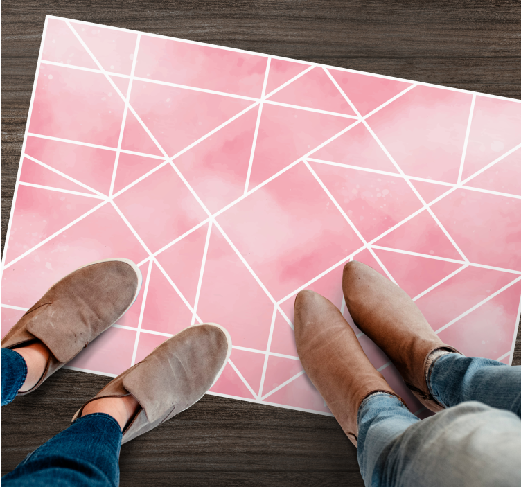 Tapis vinyle géométrique motif rose pastel - TenStickers