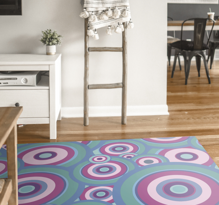 Tapis vinyle géométrique motifs circulaires colorés - TenStickers