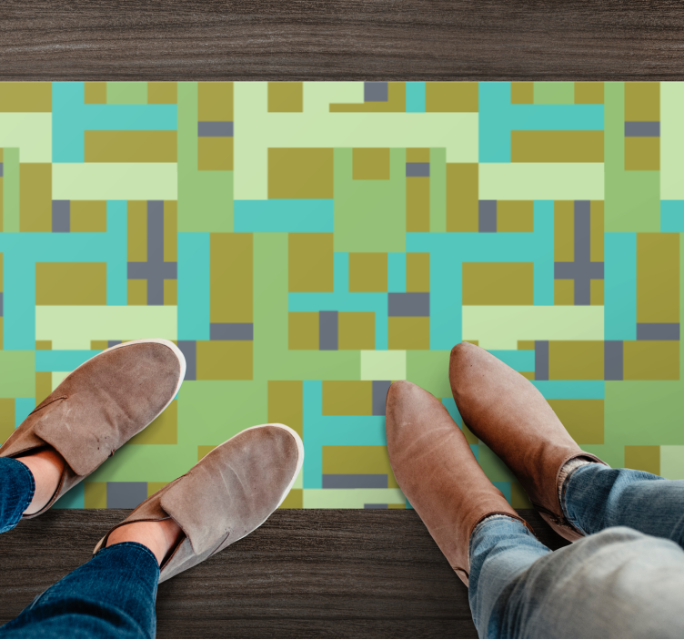 Tapis vinyle géométrique segments de couleur verte - TenStickers