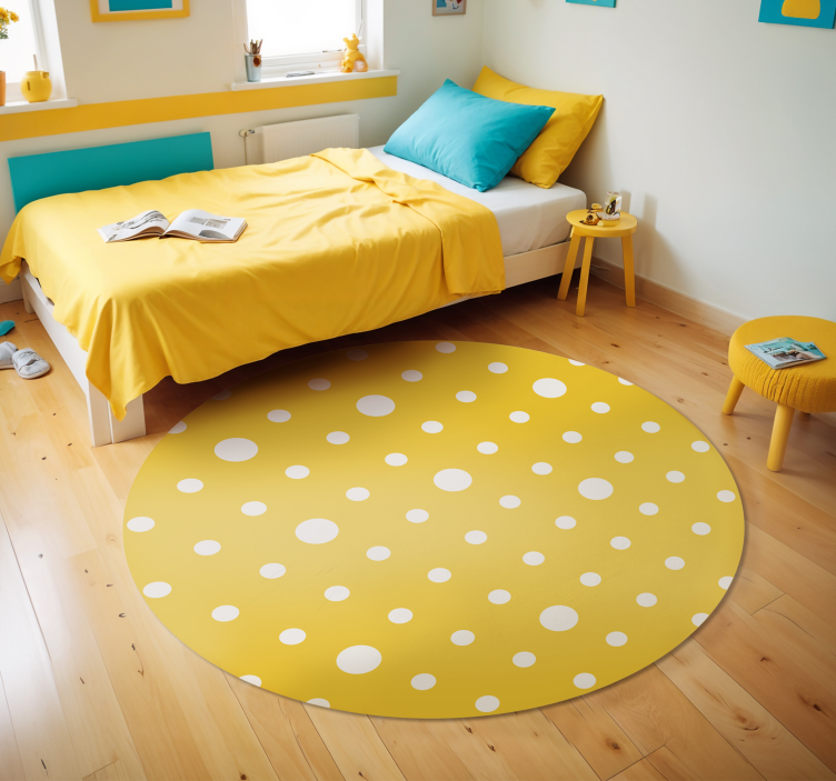 Tapis vinyle jaune à pois - TenStickers