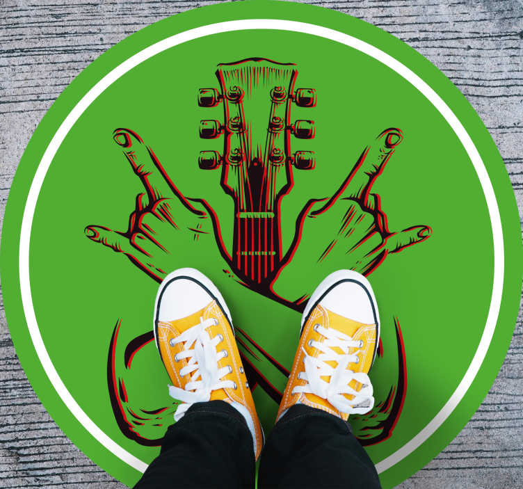 Tapis vinyle rond œuvre d'art avec geste de bascule - TenStickers