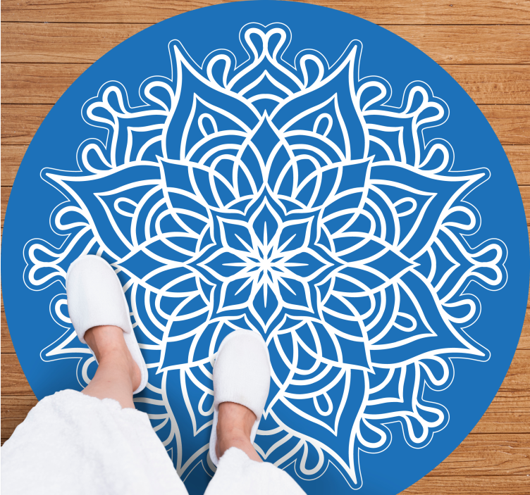 Tapis vinyle mandala composition bleue complexe - TenStickers