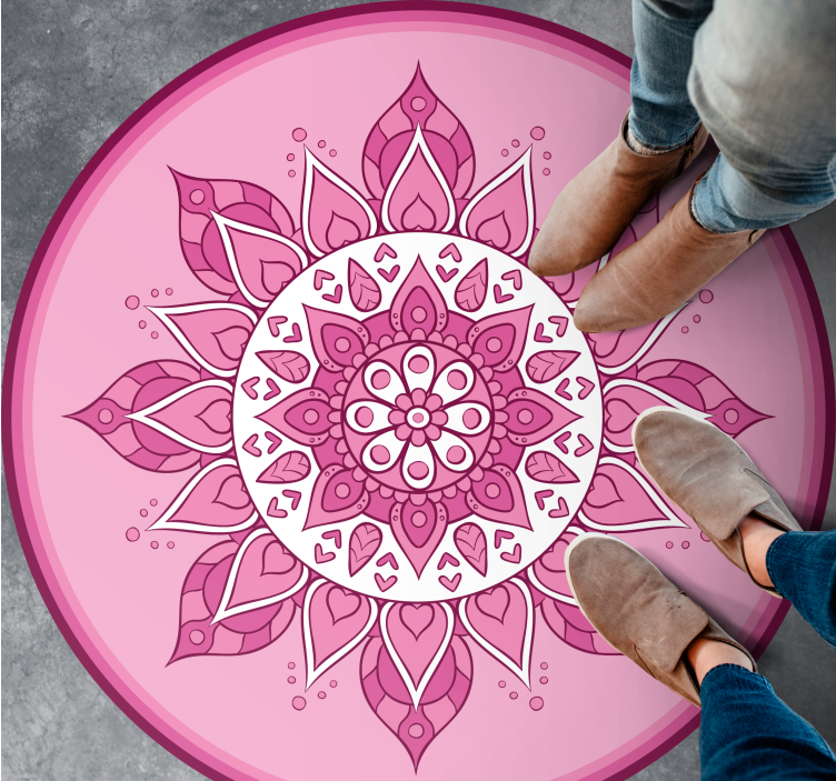 Tapis vinyle mandala méditation florale rose - TenStickers