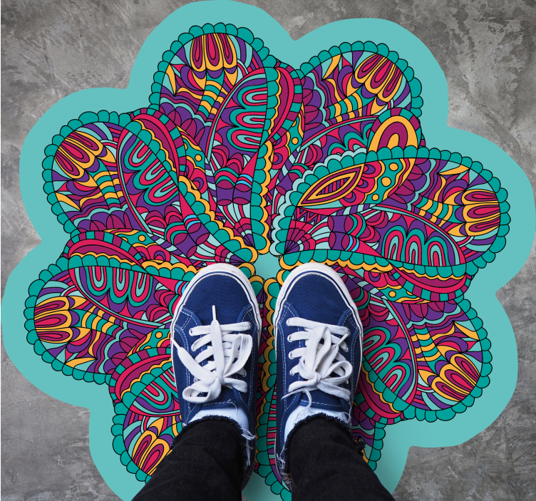 Tapis vinyle mandala motif coloré et vibrant - TenStickers