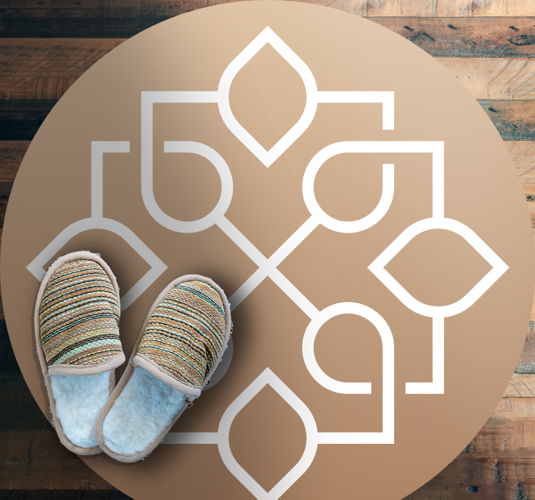 Tapis vinyle mandala motif marron et blanc - TenStickers