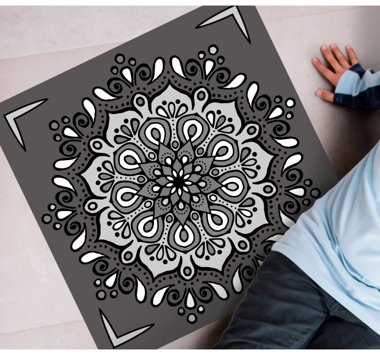 Tapis vinyle mandala motif élégant sur gris - TenStickers