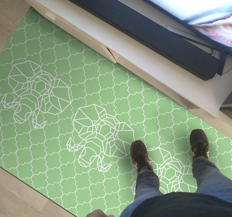 Tapis vinyle animal éléphants géométriques verts - TenStickers