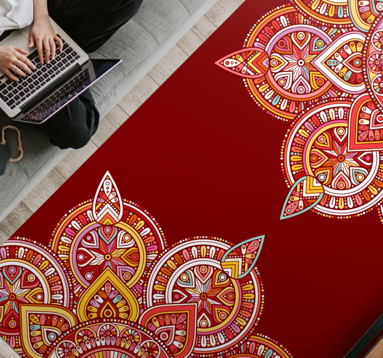 Tapis vinyle mandala motifs géométriques vibrants - TenStickers