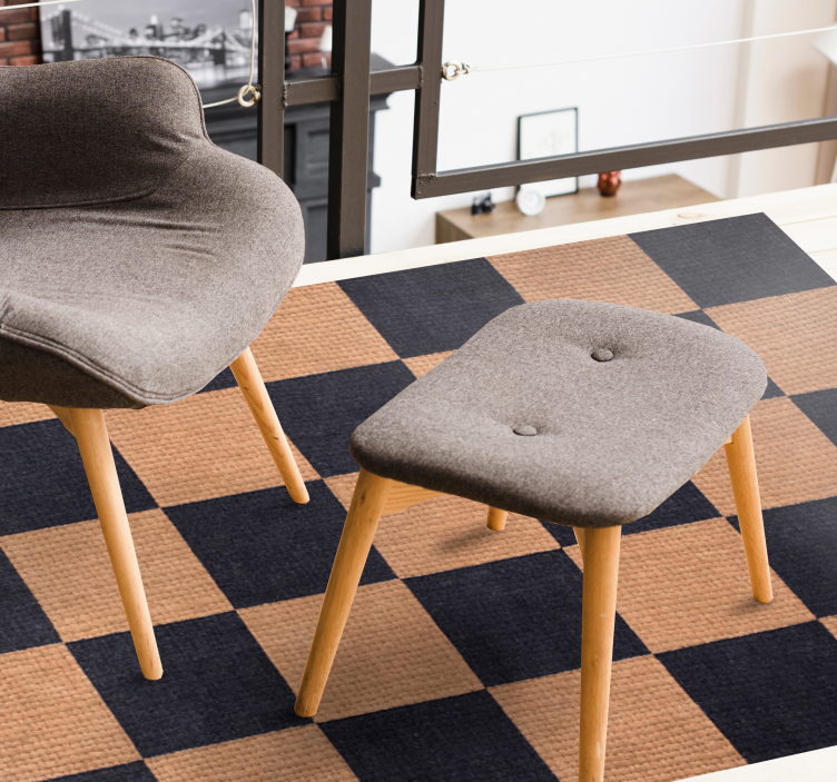 Tapis vinyle salon à carreaux marron - TenStickers