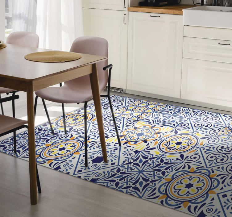 Tapis vinyle cuisine disposition de carreaux vibrante - TenStickers