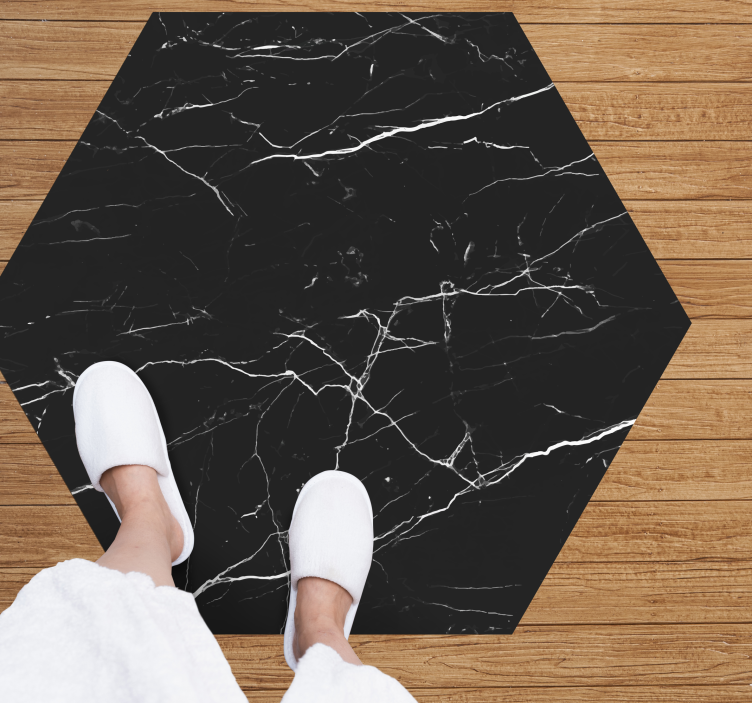 Tapis vinyle marbre hexagone en pierre marbrée - TenStickers