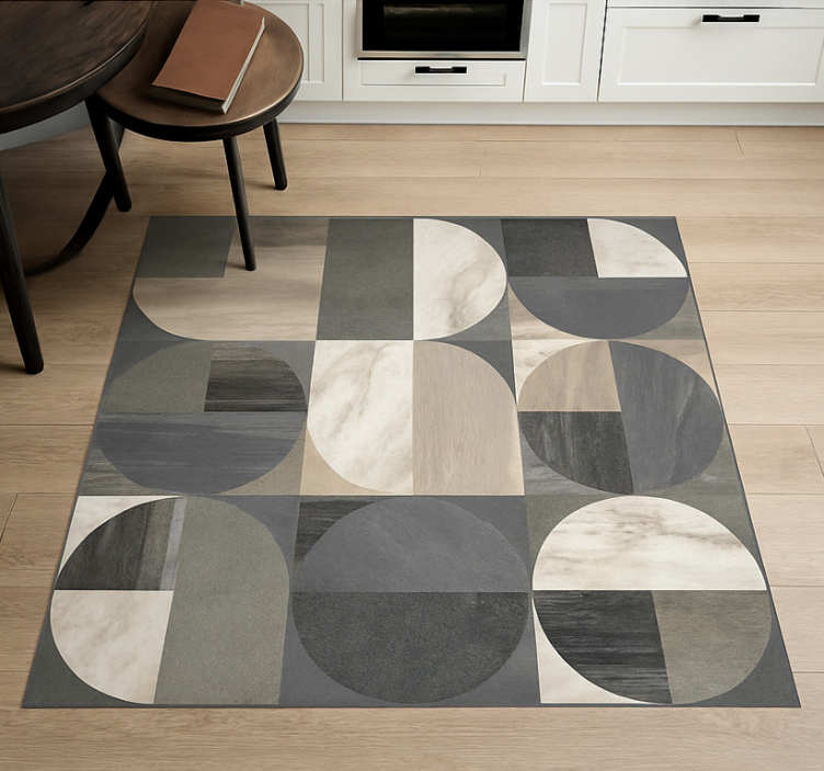 Tapis vinyle marbre motif en demi-cercle - TenStickers