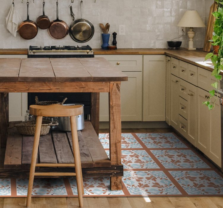 Tapis vinyle floral carreaux méditerranéens - TenStickers