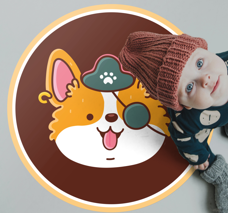 Tapis vinyle moderne emblème du capitaine corgi - TenStickers