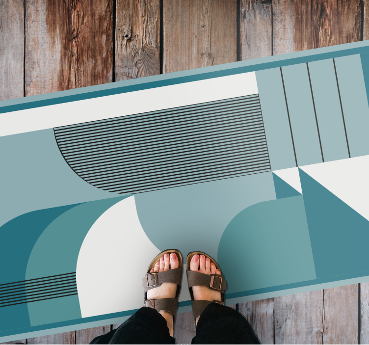 Tapis vinyle moderne formes géométriques abstraites bleues - TenStickers