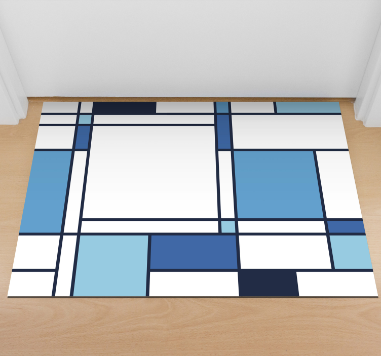 Tapis vinyle moderne motif géométrique bleu - TenStickers